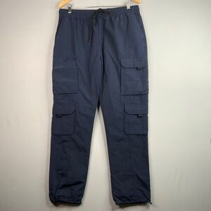 Pacsun Relaxed Cargo Pants Women's L Large Blue Drawstring Pockets Lightweight